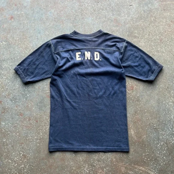 Vintage 80s Sport-T by Stedman Navy Blue E.N.D. Football Jersey T-Shirt Mens M? - Picture 3 of 8